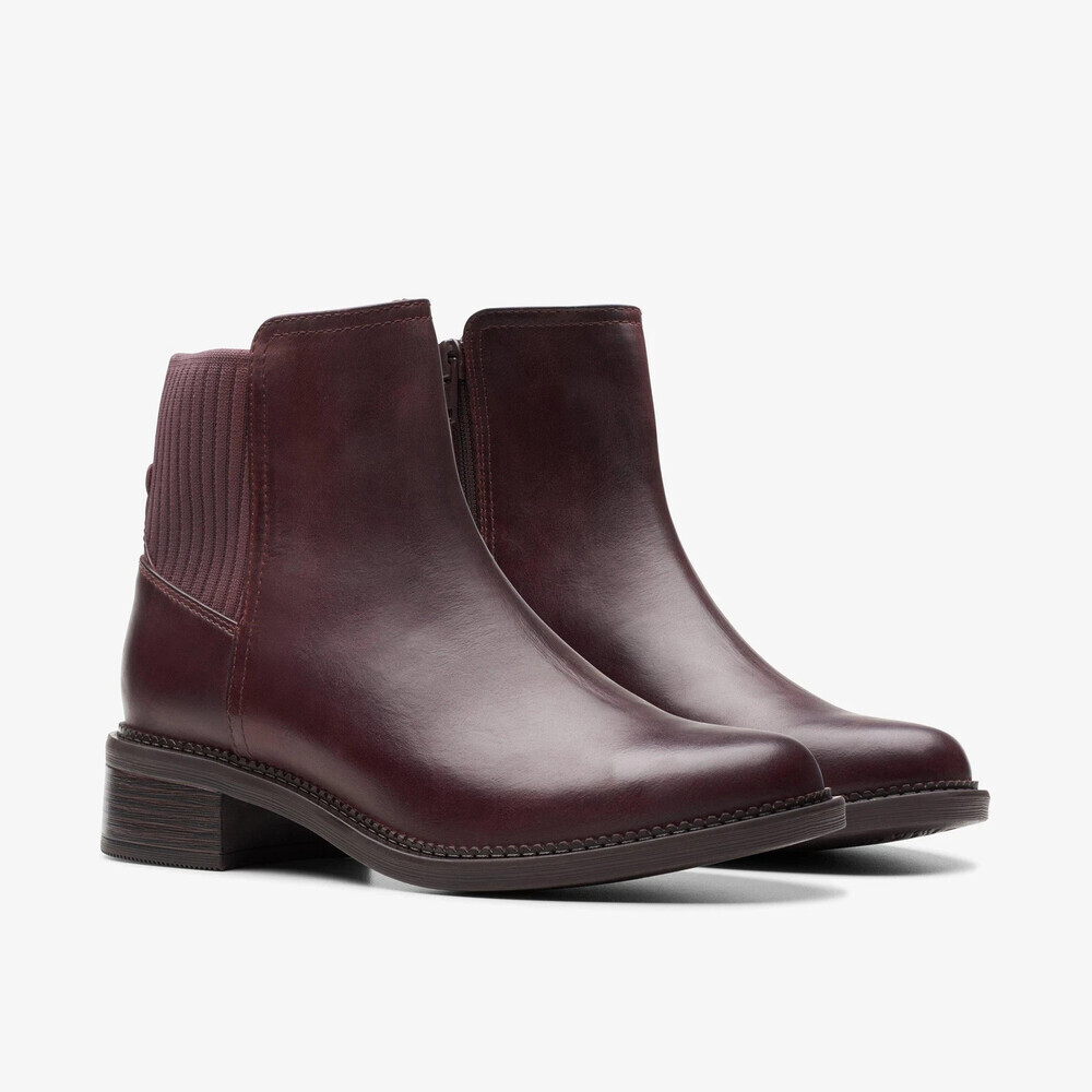 Clarks Maye Palm 26174355 Boot Women's 9.5 Bordeaux Leather Ankle Bootie Lion921
